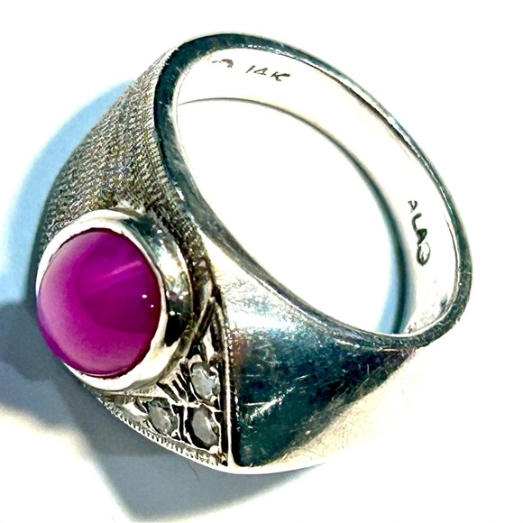Vintage 14K White Gold Ruby Ring 6.5” Rare Design - Picture 5 of 8
